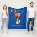 60th Birthday Champagne Blue Fleece Blanket<br><div class="desc">A stylish 60th Happy birthday age blanket. Features a champagne bucket glasses and balloons and confetti all on a blue background with gold coloured text. Perfect as a gift to celebrate a 60th birthday, something that they can cherish and snuggle up with, Can be customise by amending the titles and...</div>