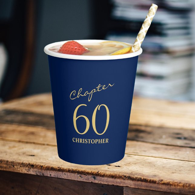60th Birthday Chapter 60 Blue Gold Paper Cups (Personalized 60th Birthday Chapter 60 Blue Gold Paper Cups
)