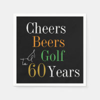 60th Birthday Cheers and Beers Golf Black and Gold