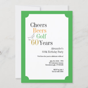 60th Birthday Cheers and Beers Golf Green Invitation