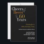 60th Birthday Cheers and Beers Party Invitation<br><div class="desc">This is a cool and modern, personalised 60th birthday party design. It is a simple, minimal design, in classic black and gold typography. Perfect for a cool and fun, 60th birthday party. It has "Cheers and Beers to 60 Years" and space you to add your party information. To personalise, simply...</div>
