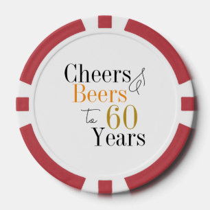 60th Birthday Cheers Beers Party Poker Chips
