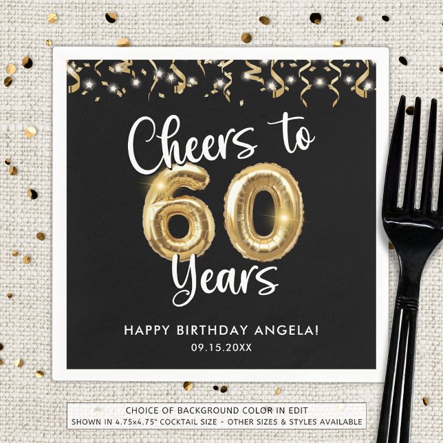 60th Birthday Cheers to 60 Years Custom Colour Napkin (Creator Uploaded)