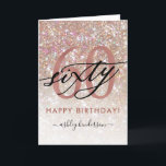 60th Birthday Chic Glitter Ombre Card<br><div class="desc">Modern chic girly birthday card for 60th  birthday. Design featuring champagne sparkly glitter texture,  rose gold 60 and calligraphy script sixty. Personalise with a name and your message.</div>