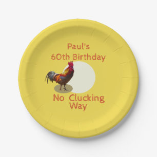 60th Birthday Chicken Personalised Fun Cusotm Paper Plate