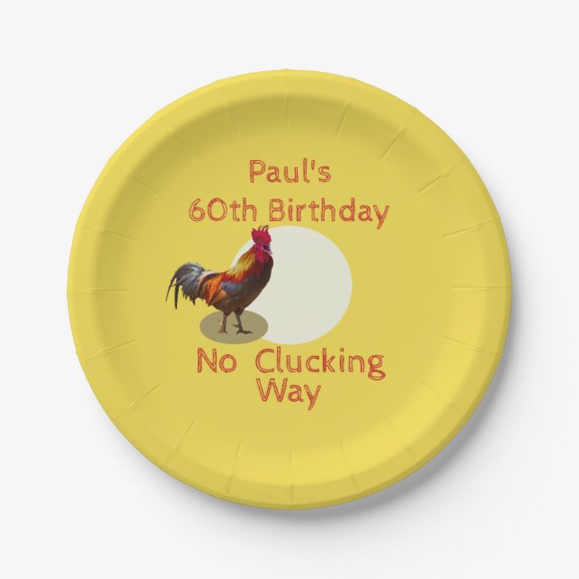 60th Birthday Chicken Personalised Fun Cusotm Paper Plate (Front)