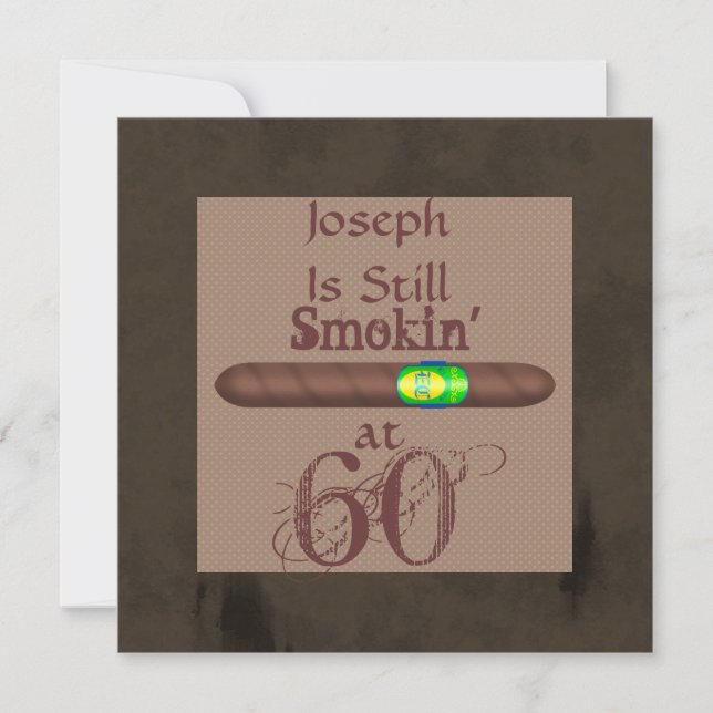 60th Birthday Cigar Invitations Personalised (Front)