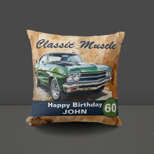 60th Birthday, Classic Muscle Car Cushion