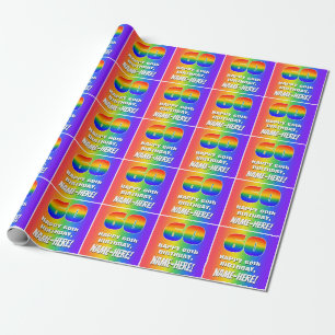 60th Birthday: Colourful, Fun Rainbow Pattern # 60 Wrapping Paper