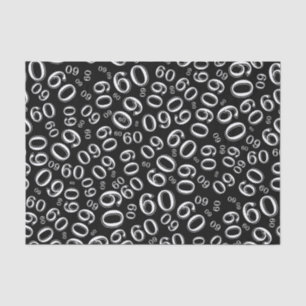 60th Birthday Cool Number Pattern Black/White Tissue Paper
