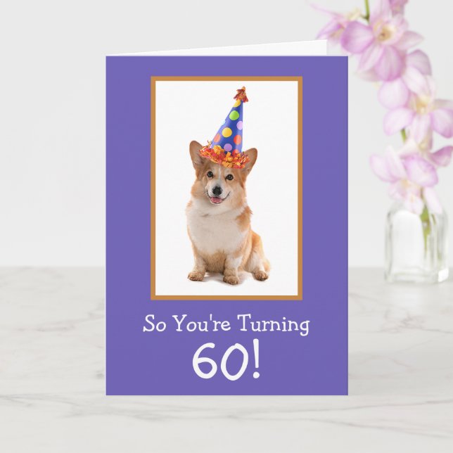 60th Birthday Corgi Celebration  Card (Orchid)