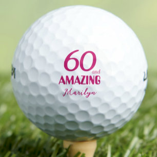 60th Birthday CoWorker Gift Pink Golfer Golf Balls