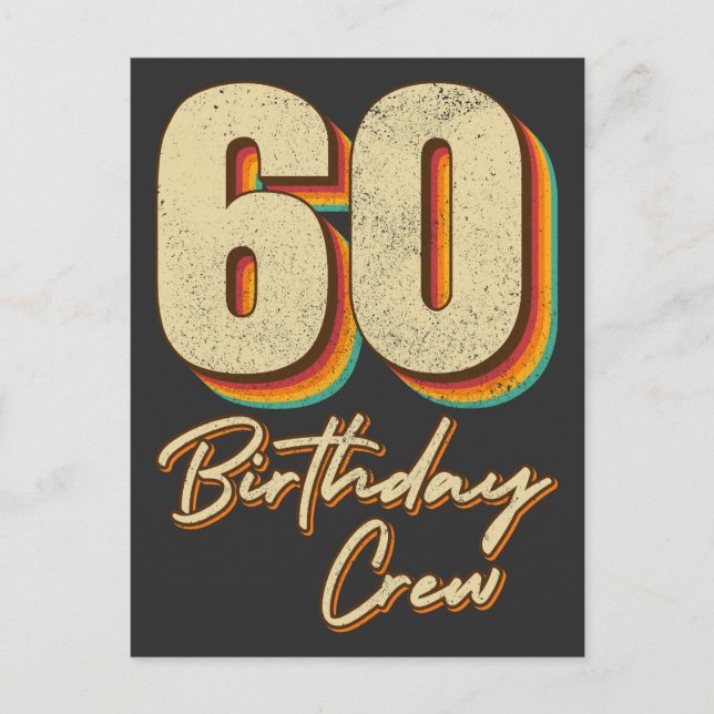 60th Birthday Crew 60 Party Crew Group Postcard (Front)
