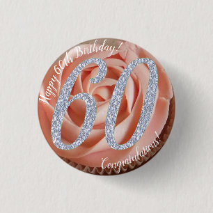 60th Birthday Cupcake 3 Cm Round Badge