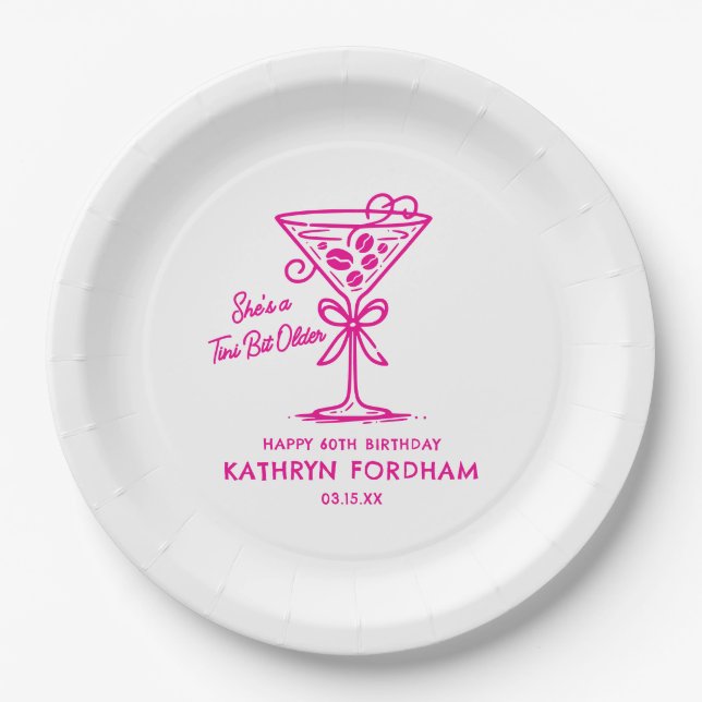 60th Birthday Custom Paper Plate Espresso Martini (Front)