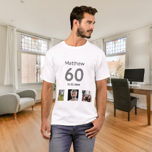 60th birthday custom photo monogram guy T-Shirt
