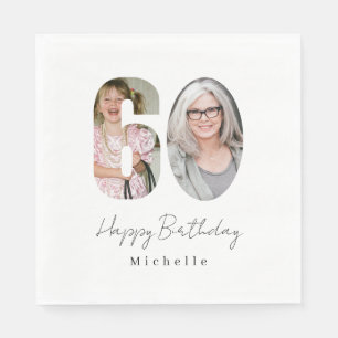 60th Birthday Custom Photo Paper Napkins