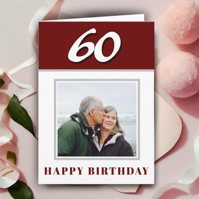 60th Birthday Custom Photo Personalised Card (Creator Uploaded)