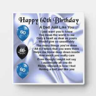 60th Birthday Dad Poem Plaque