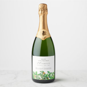 60th Birthday December Birth Flower Holly Sparkling Wine Label
