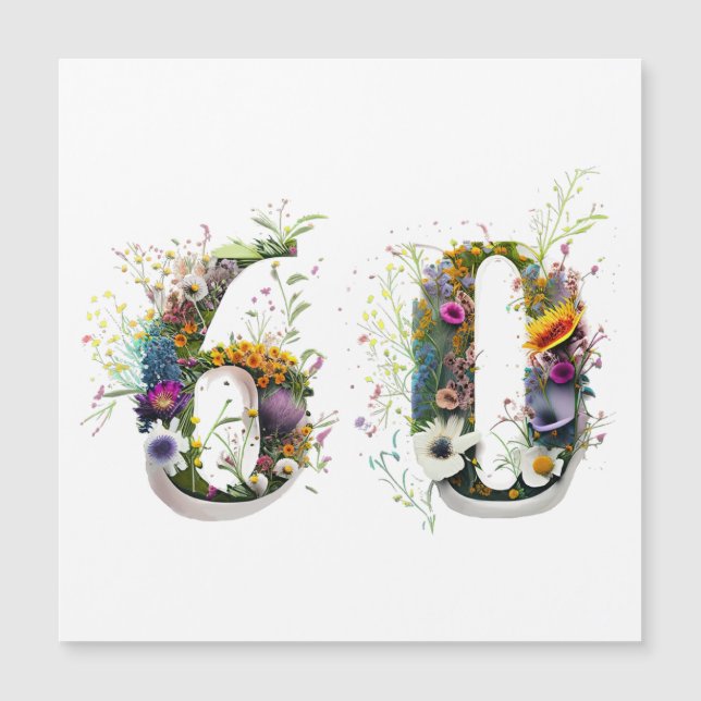 60th Birthday Decorative Wildflower Text (Front)
