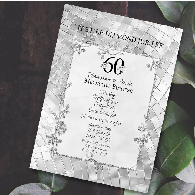 60th Birthday Diamond Jubilee Vellum Invitations (Creator Uploaded)