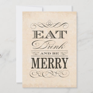 60th Birthday Dinner Party Eat Drink and be Merry Invitation