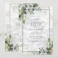 60th Birthday Dusty Blue Eucalyptus Greenery