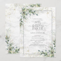 60th Birthday Dusty Eucalyptus Botanical Gold