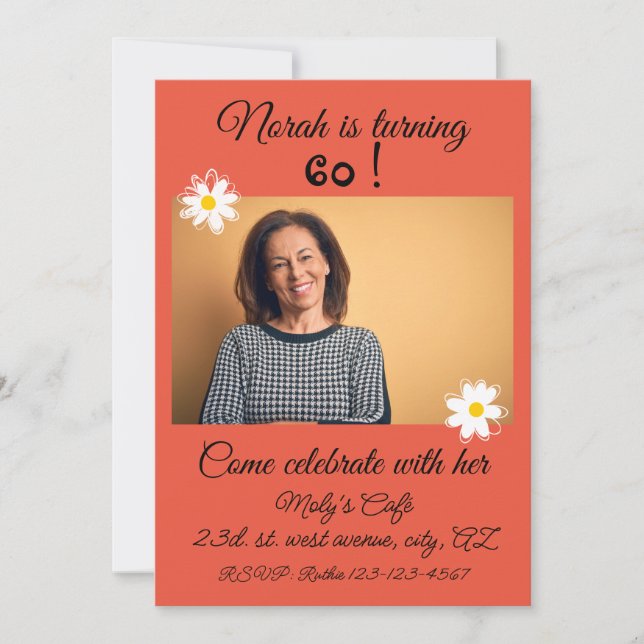60th Birthday Elegant and vibrant Invitation (Front)