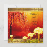 60th Birthday Elegant Asian Gold Yellow Floral 3a