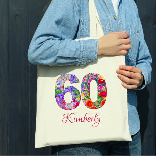 60th birthday elegant floral blossoms tote bag