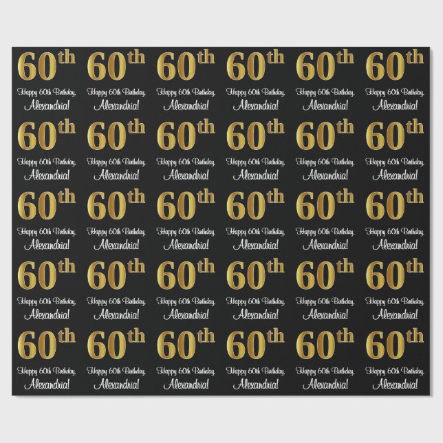 60th Birthday: Elegant Luxurious Faux Gold Look # Wrapping Paper (Flat)
