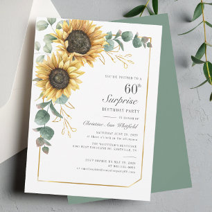 60th Birthday Eucalyptus Floral Sunflower Invitation