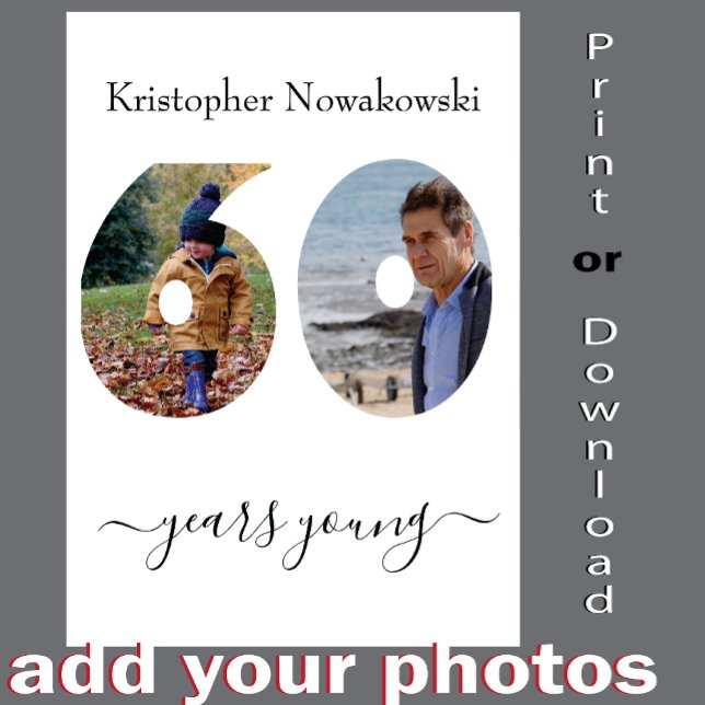 60th Birthday Fabulous Photo Template Fun Card (Creator Uploaded)