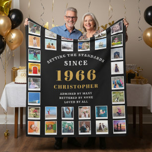 60th Birthday Family Memories Photo Collage Fleece Blanket