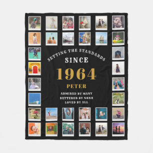 60th Birthday Family Photo Collage 32 Photographs Fleece Blanket