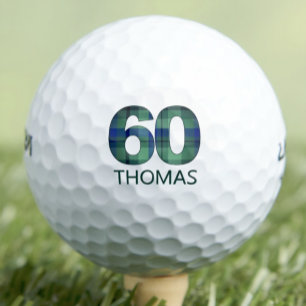 60th Birthday Father in Law Gift – Blue Plaid 60  Golf Balls