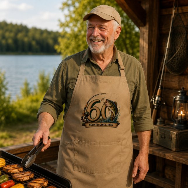 60th Birthday Fishing Hooked Since 1966 Long Apron (Creator Uploaded)