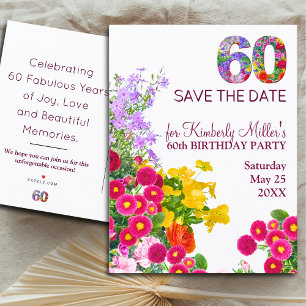 60th birthday floral modern 60 years party announcement postcard