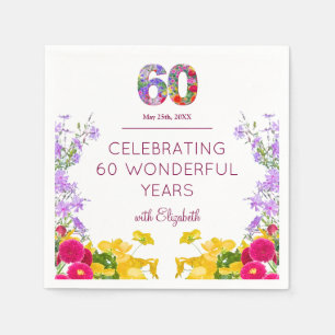 60th birthday floral modern 60 years party elegant napkin