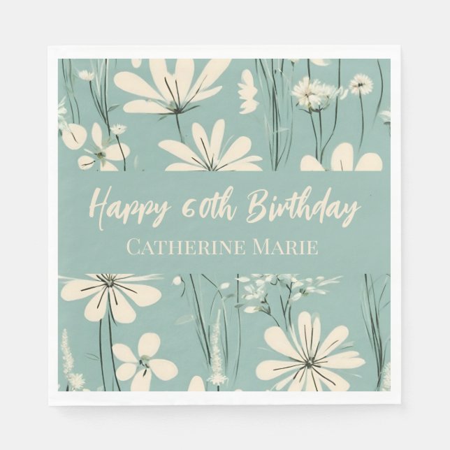 60th Birthday Floral Napkin (Front)