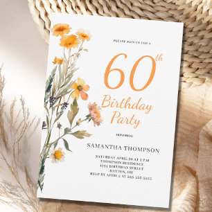 60th Birthday Floral Wildflower Invitation
