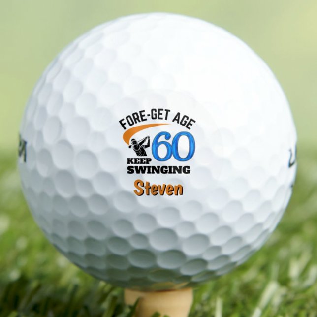 60th Birthday For Boss – 60 Years Modern Blue Gift Golf Balls (Creator Uploaded)