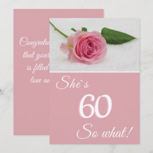 60th Birthday for Her Pink Rose Motivational Card