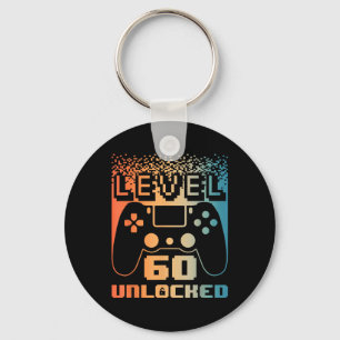 60th Birthday For Men Level 60 Unlocked Gamer 60 Y Key Ring