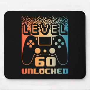 60th Birthday For Men Level 60 Unlocked Gamer 60 Y Mouse Pad