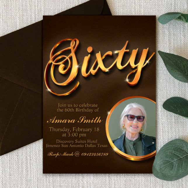 60th Birthday for Woman with Picture Invitation (Creator Uploaded)