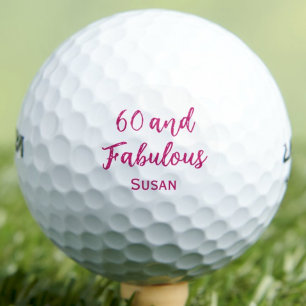 60th Birthday Friend Gift, Pink 60 & Fabulous Lady Golf Balls
