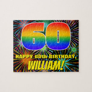 60th Birthday: Fun, Colourful Celebratory Firework Jigsaw Puzzle